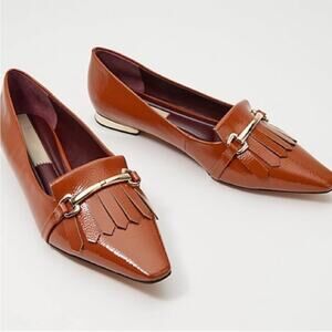 FRANCO SARTO Brown L-Rina Pointed Toe Dress Flats in Patent Brown Size 8.5